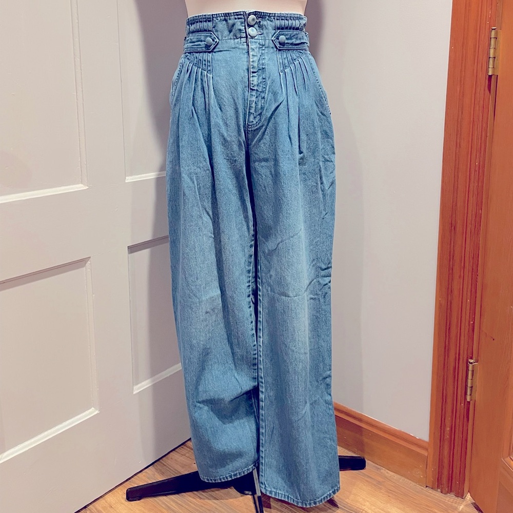 80s / 90s pleated high rise paper bag jeans